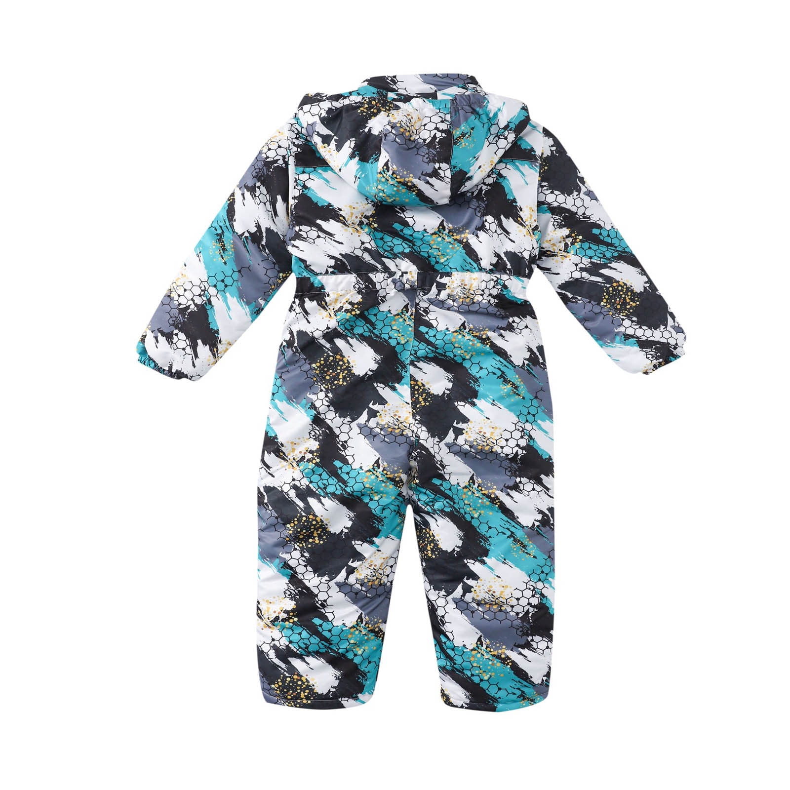 Toddler Winter Jumpsuit Boys Girls Cute Down Coat Puffer Hooded Snowsuit Romper Baby Warm Long Sleeve Onesies, Black, 6 Years