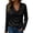 Black, variant on Flared Collar Ribbed Knit Long Sleeve Solid Blouse For Women Casual And Trendy Look