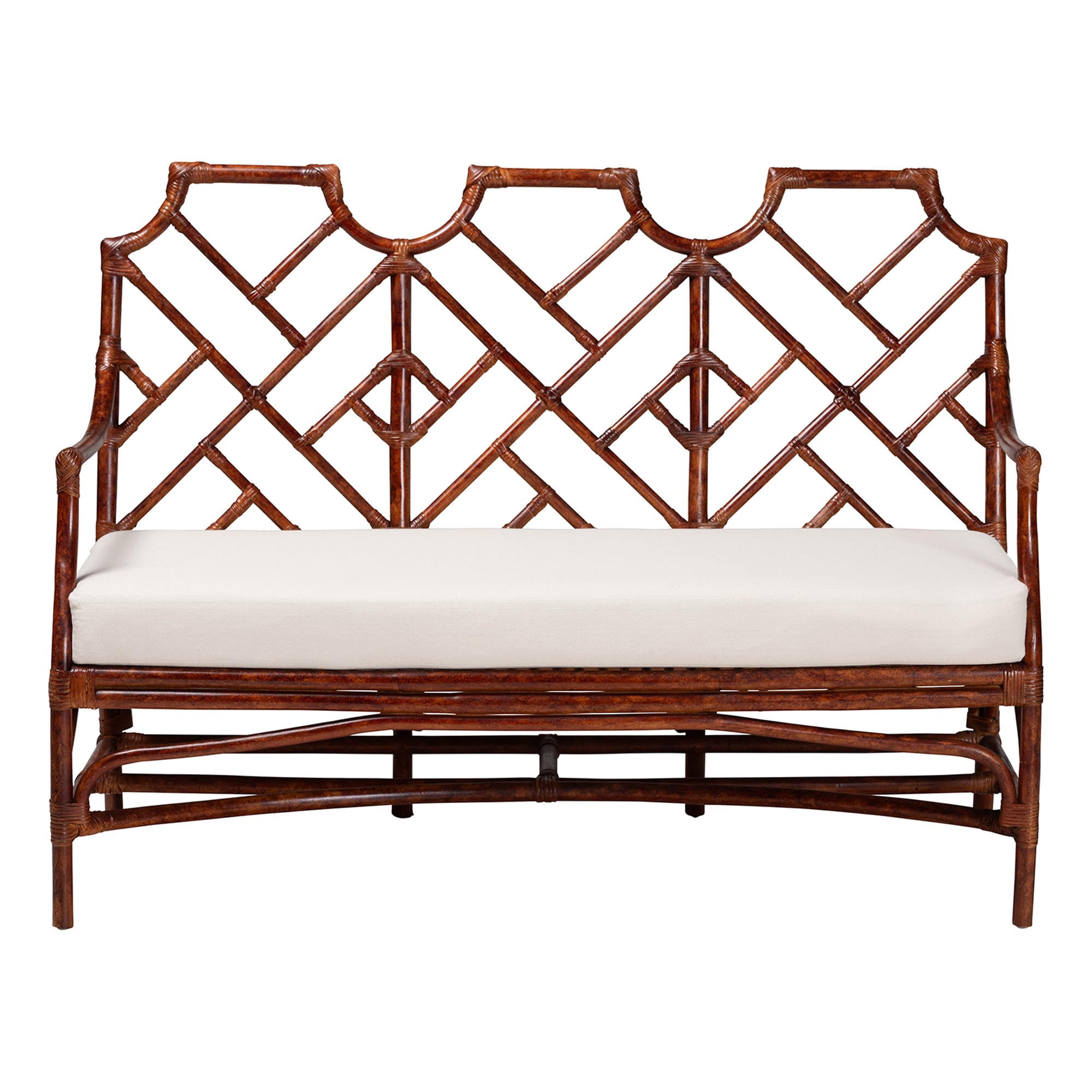 bali & pari Aella Boho Loveseat Bench, Marbled Tortoise Brown