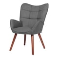 thumbnail image 1 of QinaQin Silla de comedor moderna estilo mid century en color blanco, tapizada con soporte para la espalda y patas de madera maciza, ideal para cocina o comedor, 1 of 7