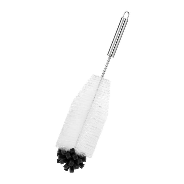 Cepillo de limpieza para botellas de refresco de 31 cm con cerdas de nailon, esponja multifuncional para jarras de vidrio, mango de acero inoxidable