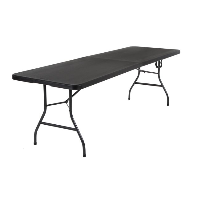 Cosco Deluxe 8 Foot X 30 Inch Fold-in-Half Blow Molded Folding Table, White