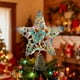 thumbnail image 1 of Estrella para la punta del árbol de Navidad | Estrella de hierro 3D de cinco puntas con 20 luces LED | Adorno de cinta dorada con purpurina multicolor | Decoración navideña duradera para el árbol de, 1 of 6