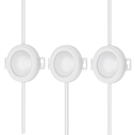 Inlight Plug-In LED Puck Lights, Surface Mount, Pre-Wired, 3000K, 3-Pack, White