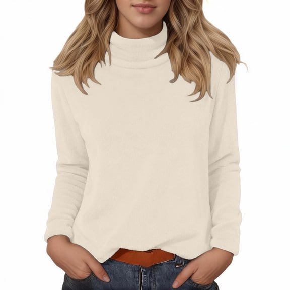 2026 Women Fashion Sweater Elegant Solid Turtleneck Knitted Long Sleeve Basic Casual 2025 Fall Outfits Beige