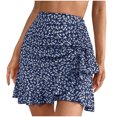 thumbnail image 2 of Taylonsss Womens Printed Drawstring Asymmetrical Ruffle Hem Mini Skirt Casual Boho Style, 2 of 4
