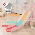 thumbnail image 5 of Kinsuite Kids Slide and Swing Set - 2 - in - 1 Indoor Outdoor Playset for Toddlers 1 - 5 Years,  Basketball Hoop & Non - Slip Design, Pink, 5 of 9