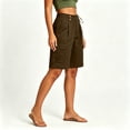 thumbnail image 4 of YTCAMLO Cotton Linen Bermuda Shorts for Women Casual Loose Fit Ruched Summer Beach Shorts with Pockets Drawstring Cargo Shorts, 4 of 7