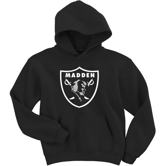 BLACK Raiders John Madden Logo Hooded Sweatshirt YOUTH XL