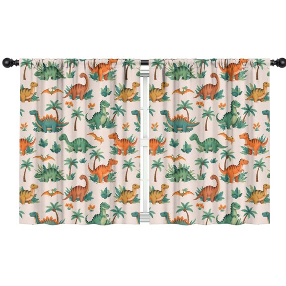Blackout Kids Curtains,LightColor Cartoon Dinosaurs Jungle Pattern Childrens Insulated Curtains Set Of 2,Bedroom Essentials,Toddler Room Decor 42"x54"