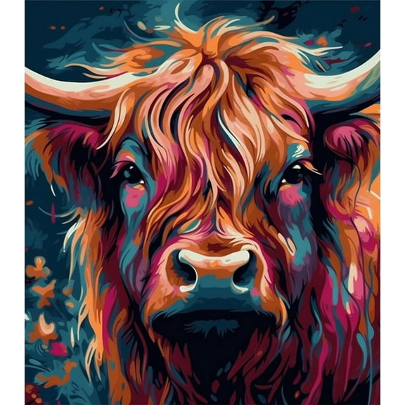 Paint by Numbers Kit for Adults -Highland Cow (4) - Beginner DIY Color by Number Set on Canvas Acrylic Oil Paintings Crafts, Gifts, Home Wall Decor (12 X 16 inches)-