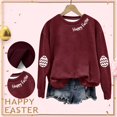thumbnail image 5 of Clearance Sales Graphic Sweatshirts for Women Women's Happy Easter English Printed Round Neck Long Sleeve Hooded Sweatshirt, 5 of 7