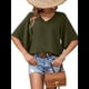 thumbnail image 2 of Blusas de Verano para Mujer, Elegantes, Informales, con Mangas 3/4 y Cuello en V, para Trabajo y Negocios Verde M, 2 of 7