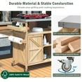 thumbnail image 3 of Farmhouse Solid Wood Outdoor Grill Table with Stainless Steel Top, Outdoor Rolling Bar Cart & Storage Cabinet, Natural, 3 of 7