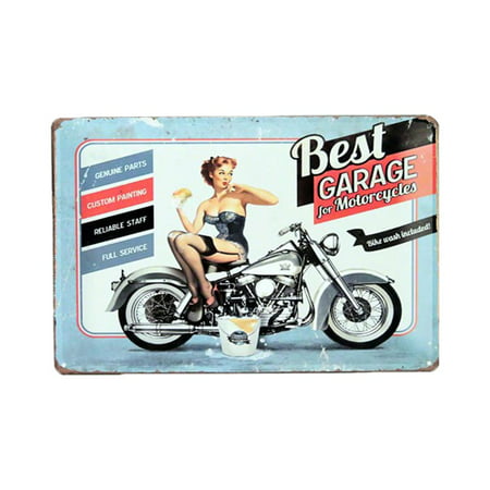 Pin-Up Girl Best Garage Motorcycles Bike Wash Tag 11.75