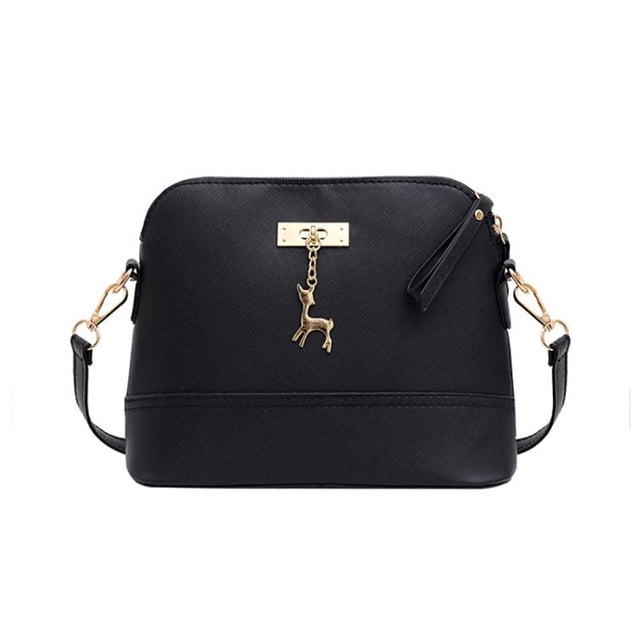 Qarigey Bolso de hombro de cuero para mujer, bolsos organizadores de pintalabios con correa ajustable, bolsos de compras para interiores y exteriores, Bolsas de mensajero y de hombro negro