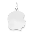 thumbnail image 1 of 14k White Gold Plain Medium Facing Right Engravable Charm, 1 of 3
