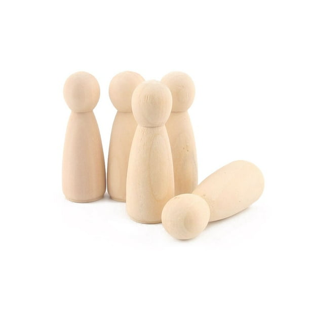 Grandma Peg Dolls (2.1'') Natural Unfinished Wooden Teething Toys For Paint Or Stain-Waldorf Wooden Toys Buliding Blocks heqiyong LED