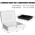thumbnail image 3 of Locking Medium Steel Cash Box with Money Tray Lock Box, 3 of 8
