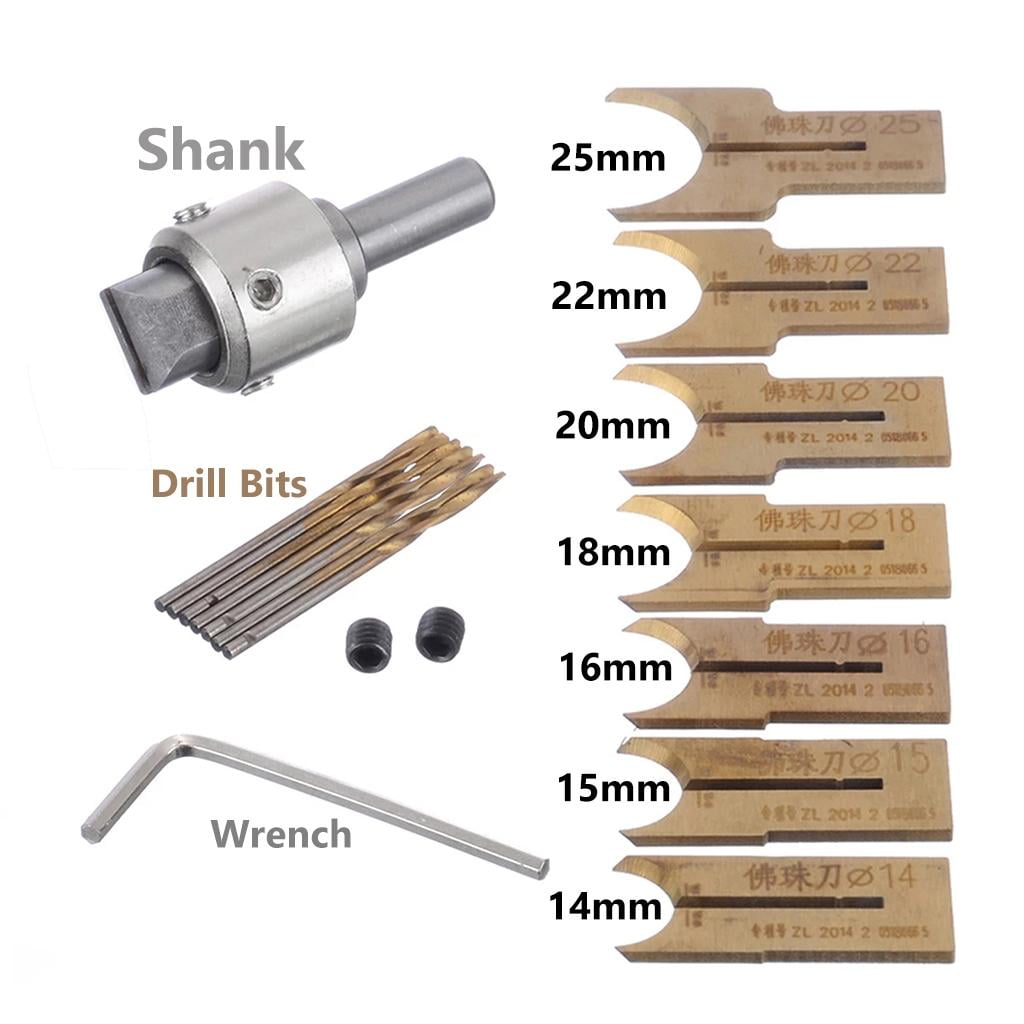 16pcs Wooden Bead Maker Beads Drill Bit Milling Cutter Set 14-25mm Carbide