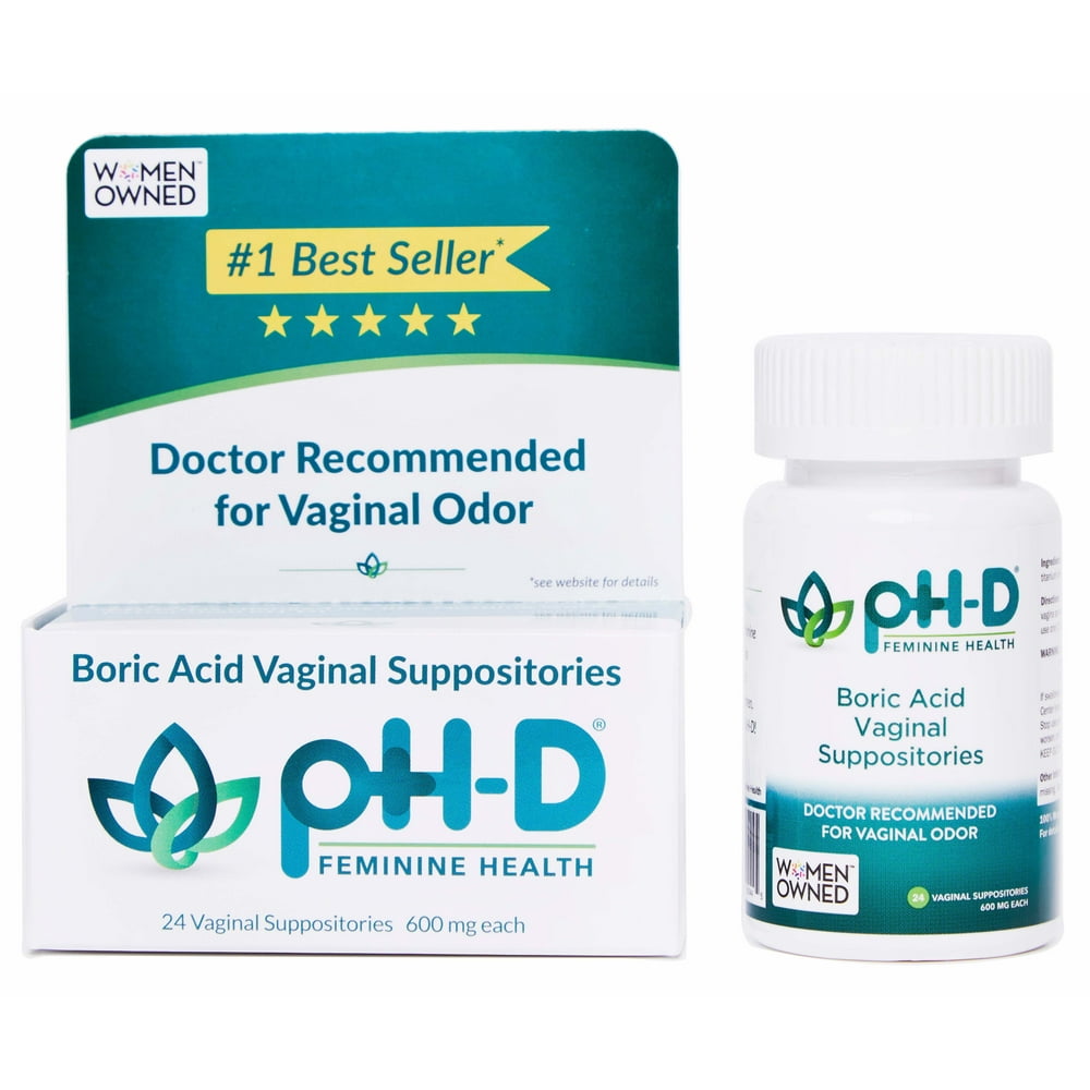 pHD Feminine Health, Boric Acid Vaginal Suppositories, 24 Ct