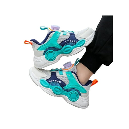 

GENILU Girls Durable Fashion Running Shoe Non-Slip Basketball Shoes School Round Toe Style E 2Y