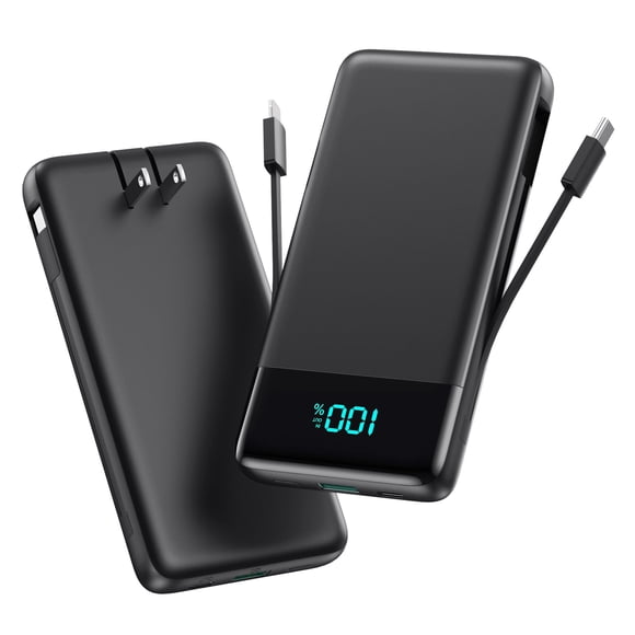 Cargador portátil AONIMI de 13800 mAh con cables integrados y enchufe de CA
