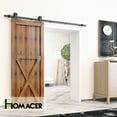 thumbnail image 2 of Homacer Black Rustic Sliding Barn Door Hardware Kit, for One/Single Door, 5ft Long Flat Track, T-Shape Design Roller, Heavy Duty, for Interior & Exterior Use, 2 of 7