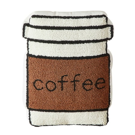 Mainstays Coffee Cup Shaped Decorative Throw Pillow for Teens/Adults – 15" x 13"
