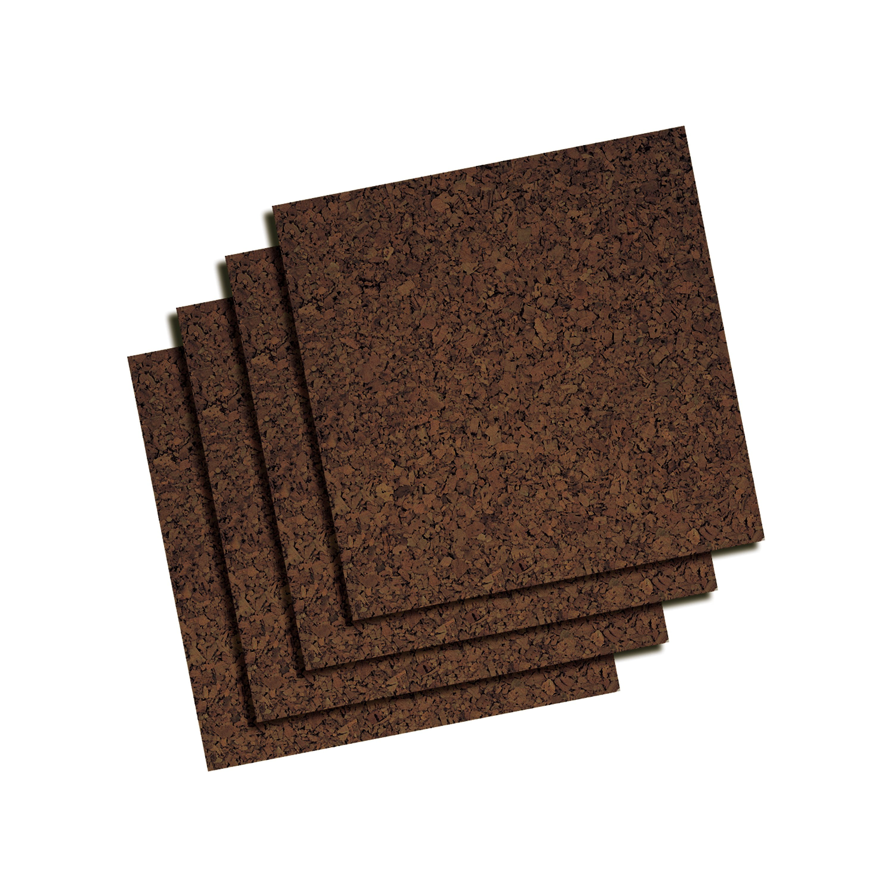 12x12 Inch Square Foam Cork Board Tiles w/ Self Adhesive Backing 1/2 Inch Thick 
