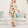 thumbnail image 3 of FORMRS Kids Pajama Set Fleece Long Sleeve Top Relaxed-Fit Pants Lounge Sleepwear, Sizes 3T-11Y, Beige Fall Coffee, 3 of 7