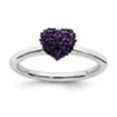 thumbnail image 3 of Auriga Fine Jewelry 925 Sterling Silver Amethyst Heart Ring Size 5 for Women, 3 of 6