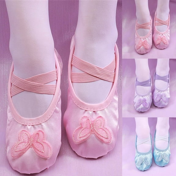 Miluxas Ballet Shoes for Girls Toddler Satin Ballet Dance Slippers for Toddler/Little/Big Kids Purple 3.5(39)