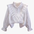thumbnail image 5 of Mnyotv Lace Ruffle T Shirts for Girls Long Sleeve School Uniform Button Down Shirt Long Sleeve Kids Outfits Size 10-11Y, 5 of 8