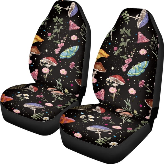 XYZCANDO 2 pcs Front Seat Covers for Cars for Automobile Seats Car Seat Covers Waterproof Auto Interior Decor, SUV Sedan Vehicle Front Seat Protectors, Mushrooms Design