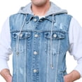thumbnail image 5 of G-Style USA Men's Detachable Hood Denim Jean Vest DK108 - INDIGO - Large, 5 of 8
