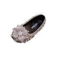thumbnail image 3 of SGFCWSX Girls Party Shoes Kids Rhinestone Crystal Flower Pearl Wedding Party Flower Girl Flats Gold Size 3 Big Kids, 3 of 7