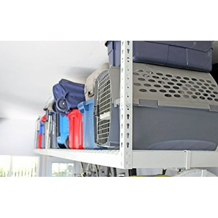 Saferacks 2 4x8 Overhead Garage Storage Racks Heavy Duty 24 45 Ceiling Drop White Value Combo Includes 10 Accessory Hooks