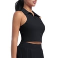 thumbnail image 4 of Jinhomg Women's Sleeveless Crop Tops Casual Solid Lapel Collar Tank Shirts Basic Solid V Neck Golf Tennis Clothes Summer Workout Athletic Tanks Black L, 4 of 7