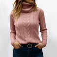 thumbnail image 2 of Women's Cable Knit Turtleneck Sweater, Womens Fall Sweaters, Long Sleeve Casual Pullover Top, 2 of 6