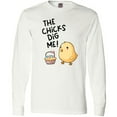 thumbnail image 3 of Inktastic The Chicks Dig Me Easter Baby Chick with Basket and Eggs Long Sleeve T-Shirt, 3 of 5