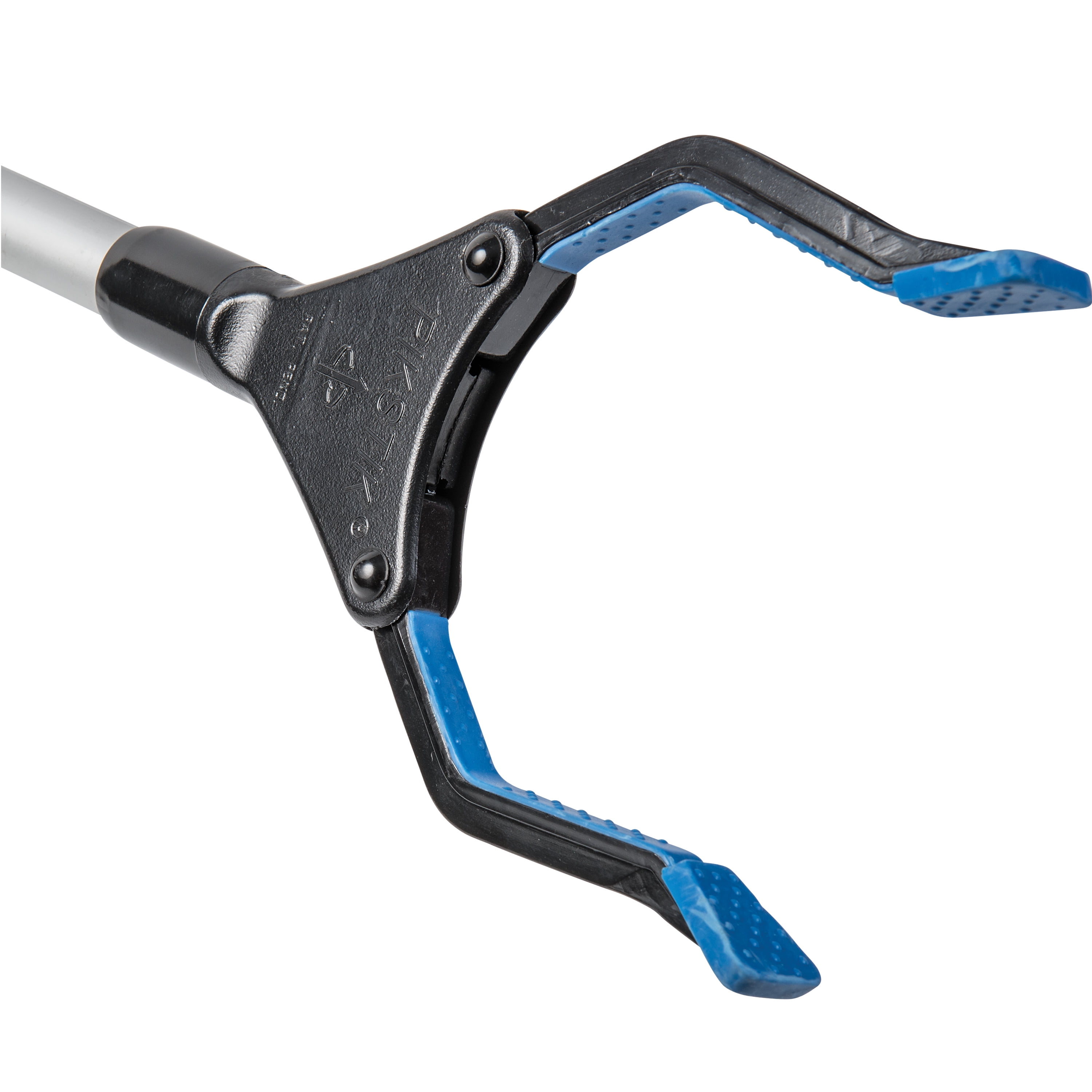 Extend Reach Grabber with Locking Claw, Handicap Grip Reacher, Adjustable Length High Reach Grabber for Handicapped, Rotating Reacher Grabber, Blue and Silver