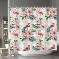 thumbnail image 3 of Baocicoo Tropical Flamingo Shower Curtain Green Plants Floral Pink Flower Watercolor Decorative Shower Curtains for Home Bathroom Bathtubs Polyester Waterproof Fabric with Hooks 84x72 Inches, 3 of 6