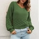 thumbnail image 2 of Suéteres para mujer Suéteres de otoño Tridimensional Pluma Cuello en V Sólido Punto Casual Moda Linterna Manga larga Tops Blusa Odeerbi  ODB-5, 2 of 6