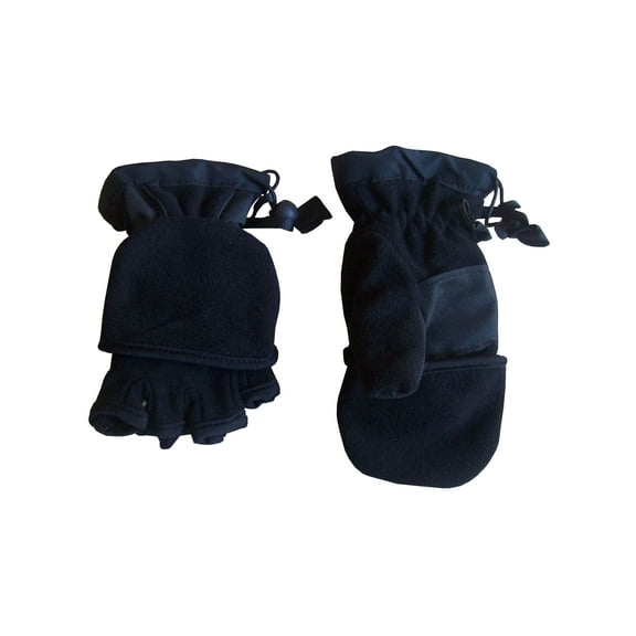 N'Ice Caps Kids Thinsulate Lined Convertible Fleece Mitten Gloves |Boys Girls Male Black
