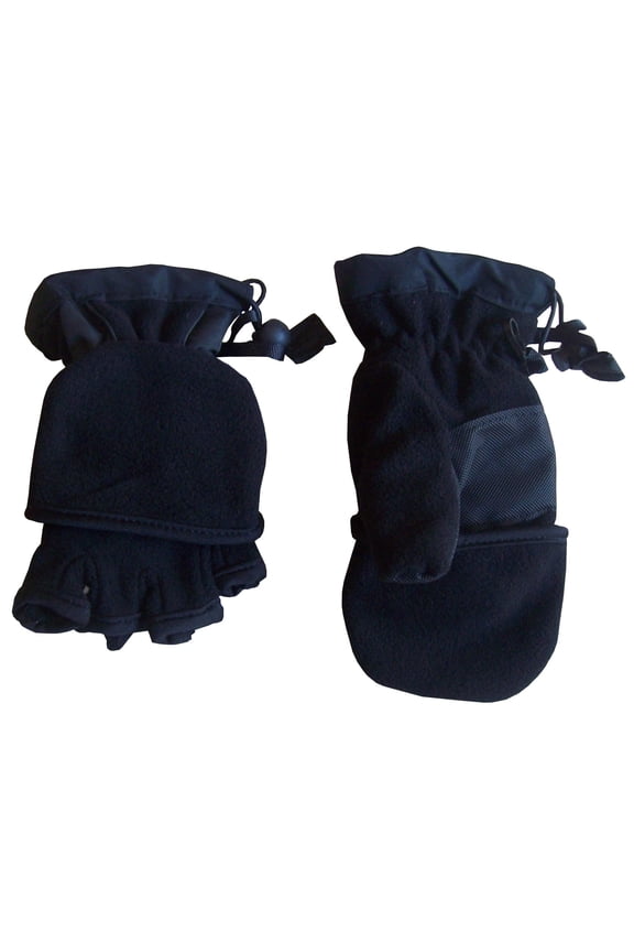 Kids Thinsulate Lined Convertible Fleece Mitten Gloves |Boys Girls Male Black