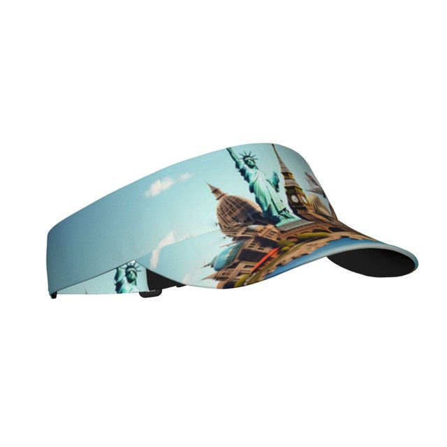 Fotbe Iconic Global Landmarks Visera Deportiva con Diseño, Gorra Abierta Ajustable de Algodón para Mujer y Hombre