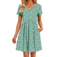 thumbnail image 2 of Fantaslook Summer Dresses for Women Casual Short Sleeve V Neck Babydoll Dress Fashion Vacation Mini Dress with Pockets, 2 of 8