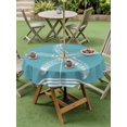 thumbnail image 5 of Outdoor Tablecloth with Umbrella Hole Zipper Turquoise Starfish Coastal Round Tablecloth 60" Waterproof Outside Table Cloth Nautical Seaside Farmhouse Striped Patio Table Cover Tablecloths for Picnic, 5 of 8