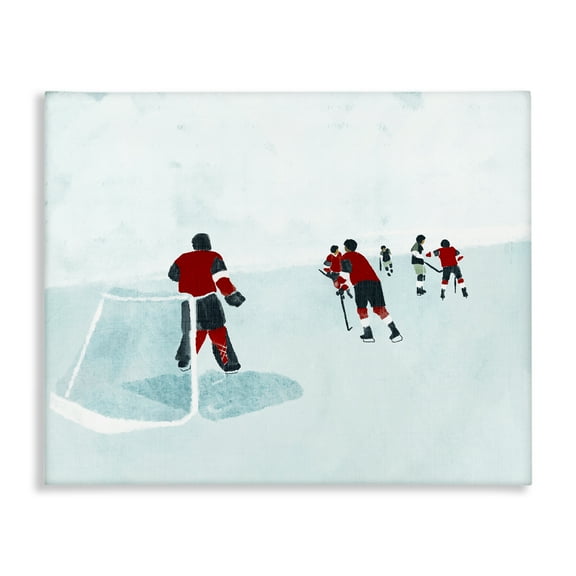 Stupell Industries Hockey Players on Ice Sports Painting Wrapped Canvas Art Print Wall Art, 20 x 16